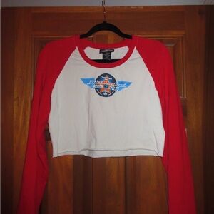 Vintage Harley-Davidson Red and White Logo Long Sleeve Tee